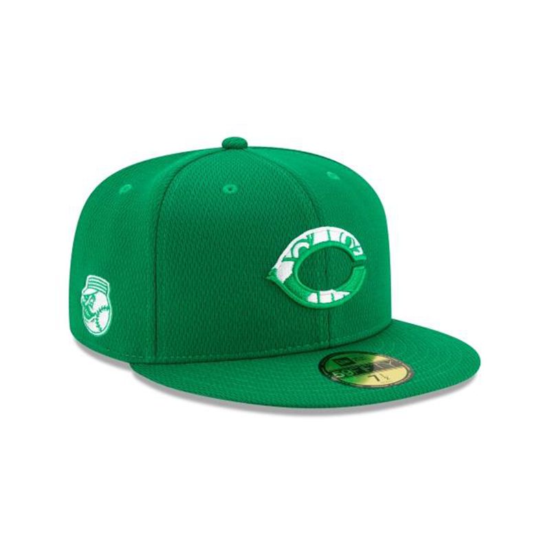 MLB Cincinnati Reds St Patricks Day 59Fifty Fitted (FLP9842) - Green New Era Caps